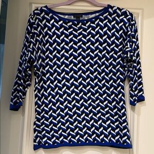 Ann Taylor Blue and White Knit Top